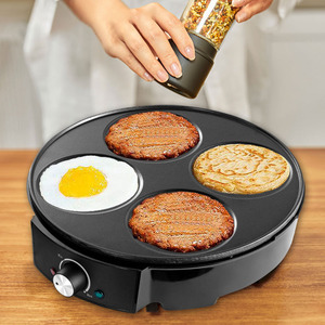Plancha eléctrica multifuncional antiadherente de 35x9x38cm con cuatro zonas para cocinar panqueques, crepes, huevos y asar. - Product Image 1