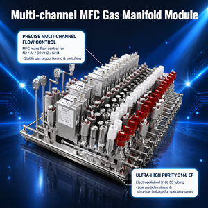 Module de distribution de contrôleur de débit massique semi-conducteur UHP MFC avec panneau de collecteur intégré et diaphragme VCR en acier inoxydable EP 316L - Product Image 2
