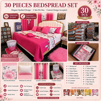 Ensemble de literie de luxe 30 pièces King Size en gros avec rideaux, taies d'oreiller, tapis et accessoires OEM ODM