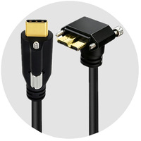 Kabel Data USB Type C Male ke USB 3.0 Micro B Male dengan Sekrup Pengunci untuk Pemasangan Panel pada Peralatan Industri