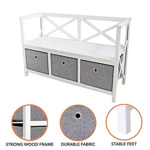 Banco de almacenamiento de madera con cajón Asiento de armario de madera - Product Image 3