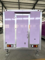 Remorque alimentaire carrée violet clair entièrement équipée, camion de restauration mobile, cuisine en acier inoxydable, pour la vente de nourriture, de snacks et de bonbons