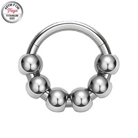 Bijou de piercing corporel Freya en acier inoxydable 316L, anneau clicker tendance avec opale synthétique et perles, pour septum, cartilage, nez, oreille