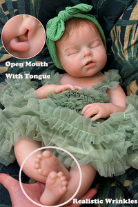 Poupée réaliste bébé fille de 20 pouces en silicone lesté, corps entier, nouveau-né endormi, avec bouche ouvrable, cheveux en mohair implantés à <span class=keywords><strong>la</strong></span> main, jouet doux - Product Image 3