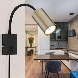 Applique da parete con faretto GU10 da 35W, 230V, finitura nichel, con interruttore, ideale per illuminazione decorativa e funzionale. - Product Image 2