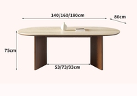 Table à manger en bois massif de soufflerie antique française ensemble petite Table de plaque de roche ovale de ménage avec chaise pour repas de famille