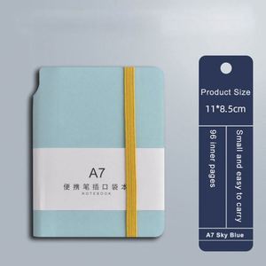 Colorful Cover Small Lined Journal <b>Note</b> <b>Book</b> A7 PU Leather Portable Pocket Students Notebook with Pen Holder - Product Image 4