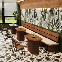 Ensemble table et chaise de café en rotin et bois massif de style moderne pour restaurant de thé au lait, restaurant de desserts, restaurant de restauration rapide occidentale