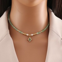 Dainty Améthyste Pierre Collier Naturel Vert Aventurine Bleu Turquoise Collier de Perles Shell Perles Charme Perle Bijoux pour Femmes