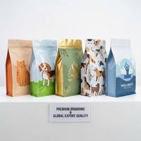 Sacs d'emballage personnalisés pour aliments pour animaux de compagnie, 5 kg, 10 kg, 15 kg, fond plat, fermeture à glissière, pochette en Mylar pour nourriture pour grands chiens et chats