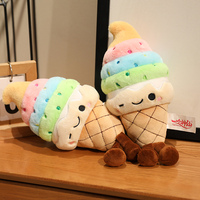 Poupée de crème glacée arc-en-ciel douce jouet en peluche décoration de la maison cadeau de fête d'anniversaire pour enfants jouet de crème glacée en peluche