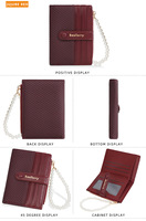 Baellerry Dompet ritsleting ramping Fashion wanita baru dengan tempat kartu dan dompet koin jendela ID/foto dan lapisan poliester kulit PU