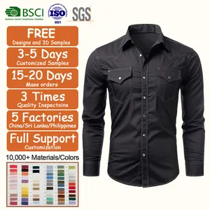 Plus Size Mens Clothing Plus Size Shirt Wholesale Worker Shirt Western Cowboy Long Sleeves Plus Size Men's Work Shirts