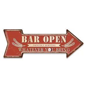 New Design Wholesale Outdoor Retro Vintage Decorative Directional Bar Tin Metal Arrow Sign