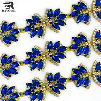 Chaîne en verre ornée de strass colorés et brillants, modèle double explosif doré, pour la couture, les loisirs créatifs et la décoration de mariages et de fêtes