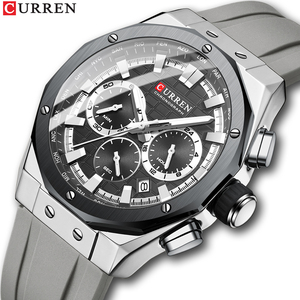 CURREN 8464 Relógio de quartzo masculino de luxo com pulseira de silicone multifuncional com código de tempo clássico luminoso à prova d'água - Product Image 2