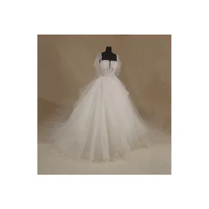 Neueste Design Wunderschönes Brautkleid Weiche Spitze Perlen Ballkleid Brautkleid Für Frauen