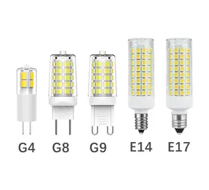 Chine usine de haute qualité dimmable pas de scintillement 3W 5W 7W 9W G4 G8 G9 E14 E17 LED ampoule de maïs