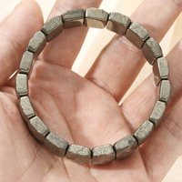 Bracelets rétro extensibles en perles de pyrite naturelle facettées 12x16mm, bijoux massifs en pierres de pyrite naturelle, bracelet pour homme