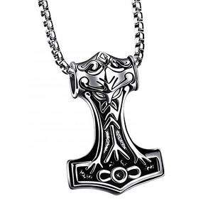 Stile Vintage Custom in metallo da uomo con martello vyking Amulet Mjolnir collane pendenti gioielli - Product Image 3