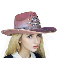 Chapeau de mariée chic pour enterrement de vie de jeune fille avec strass étincelants pour fête de mariage et fiançailles, chapeau de cowboy et de cowgirl tendance