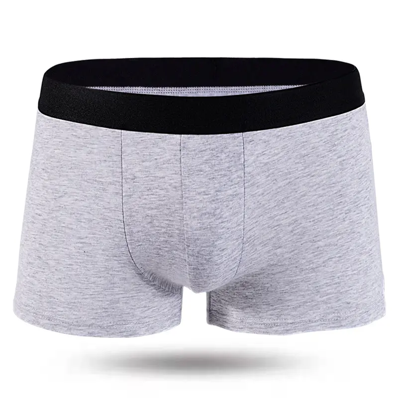 OEM Classic Style Solid Color Breathable Mid Waist Pure Cotton Mens Underwear