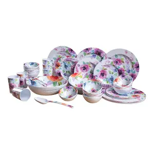 Tùy Chỉnh In Melamine 37Pcs Bộ Đồ Ăn Đặt Để Sử Dụng Ngoài Trời