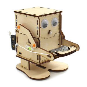 Kit de robot mangeur de pièces de monnaie en bois, jouet scientifique à assembler manuellement pour enfants de 7 à 9 ans, modèle éducatif STEM, artisanat, puzzle, bricolage - Product Image 1