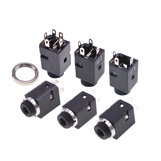 PJ341 3.5mm Stereo Headphone Jack Socket Connector 3/4/5P  DIP PCB Mount with Switch for Audio Equipment Mobile Devices