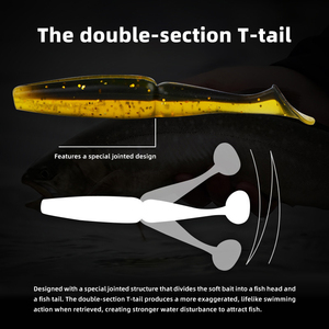 Señuelos de Pesca de Plástico Suave de Doble Color Crazy Shiner T-Tail Swimbait de 7/9/11/13 cm para Pescar Lubina y Skimar - Product Image 2