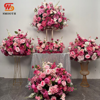 Fleurs et plantes décoratives lisses pour centres de table de mariage, boule de fleurs artificielle rose, fournitures de décoration de mariage
