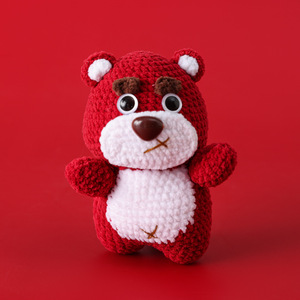 Porte-clés en forme d'ours fraise en crochet en polyester fait à la main, avec sept humeurs différentes, fini - Product Image 4