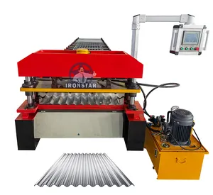 Máquina de fabricación de paneles de techo galvanizado, máquina para rollos de 762mm, corrugada, para Sudáfrica