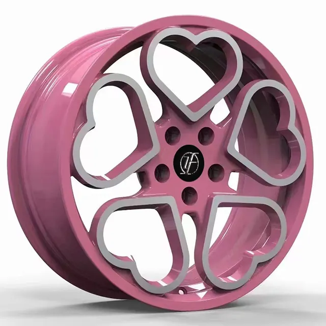 Ruote in alluminio forgiato personalizzate di fabbrica ruote forgiate cerchi per auto viola a forma di cuore forgiato rosa da 18 pollici con cuori