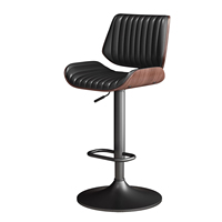 Chaise pivotante en cuir de bois massif de luxe spécifique à l'île de la maison moderne-Tabouret de bar à dossier haut et facile à soulever pour la cuisine