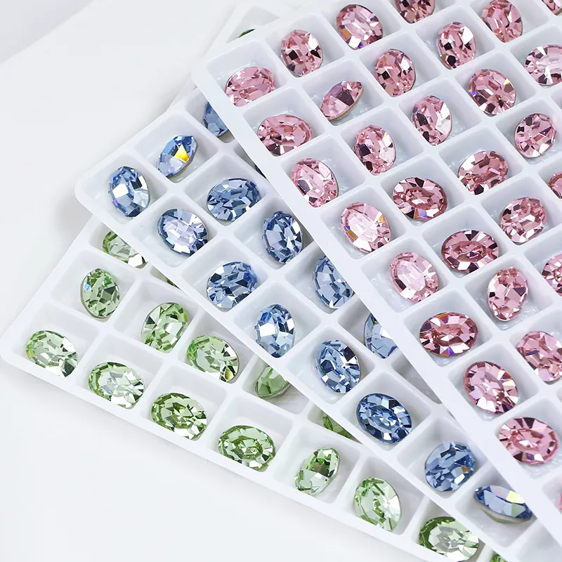 K9 cristal ovale strass pointback fantaisie pierre gros strass perles de cristal en vrac pour bijoux nail art bricolage accessoires