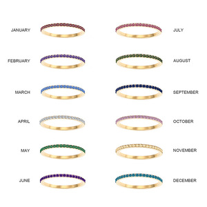 Anillo de piedra natal de acero inoxidable chapado en oro de 14 quilates de estilo clásico MW, juego de 12 piezas para mujer, certificado CNAS - Product Image 6