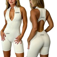 2024 été personnalisé Gym Fitness ensemble une pièce Yoga porter avant fermeture éclair vêtements de sport une pièce femmes grande taille combinaison et barboteuses