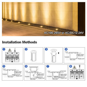 Lampes encastrées au sol étanches IP65, projecteurs encastrés pour terrasse, éclairage paysager <span class=keywords><strong>extérieur</strong></span>, lampes enterrées au sol, éclairage LED souterrain - Product Image 6