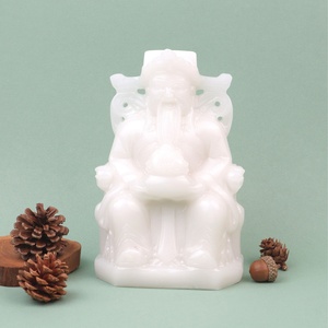 Scultura di Alta Qualità in Giada Bianca Naturale del Dio della Ricchezza, Lavorazione Artigianale in Cristallo, Ornamento Portafortuna, Nuovo Prodotto - Product Image 2