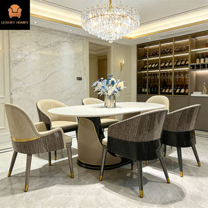 Ensemble de table à manger en marbre naturel de luxe italien haut de gamme pour <span class=keywords><strong>hôtel</strong></span>, 7 pièces, mobilier de salle à manger moderne - Product Image 1