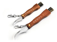 Best-seller Couteau de poche d'extérieur à cueillette personnalisé de haute qualité Manche en bois Couteau champignon avec brosse