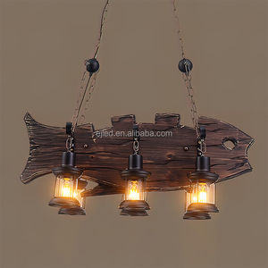 Lámpara de araña Retro Vintage con cadena, accesorio de luz colgante de madera para barco, Bar, restaurante, WD0014, precio de fábrica de China - Product Image 4