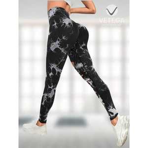 Leggings Deportivos de Punto Elástico Gris Oscuro con Diseño de Abertura Escalonada, Cintura Ancha, Pantalones de Yoga para Mujer de Tiedie - Product Image 5
