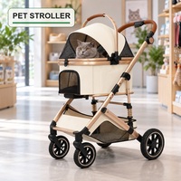 Poussette pour animaux de compagnie à marque privée avec cabine amovible, cadre pliable et roues en EVA pour chiens et chats