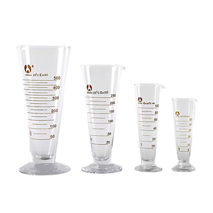 Vaso medidor cónico de vidrio Degao con paredes gruesas, de vidrio borosilicato altamente transparente para medición de reactivos en laboratorios de química. - Product Image 1
