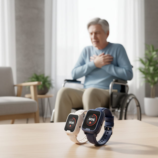 Smart Health Watch Fall Detection SOS Watch Elderly Telecare Wristband with Real-time GPS Tracking and SOS Help Function