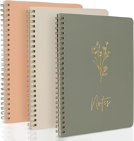 Cuaderno Espiral A5 de 120 Páginas con Estampado en Caliente de Flores, Papel Grueso, Línea Simple, para Uso Escolar y de Oficina, Cuadernos