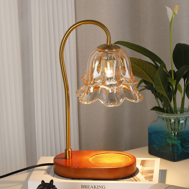 Adjustable Flameless Candle Warmer Lamp with Timer and Wood Base Eco-Friendly Wax Melter Light for Bedroom Home Aromatherapy