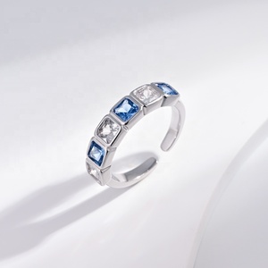 wholesale brass pink cubic zirconia round wedding <b>ring</b> engagement woman fashion <b>chunky</b> Stones Pave Setting sapphire pinky <b>rings</b> - Product Image 4